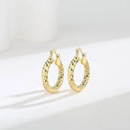 14K Gold Hoop Earrings Wrinkle Texture Chunky Hoops 