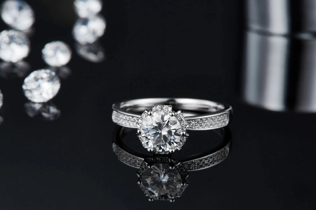 1-carat Luxury And Fashionable Light Luxury Jewelry Silver Ring Set With Top-quality Moissanite, S925 Silver Plated Platinum NP Collection