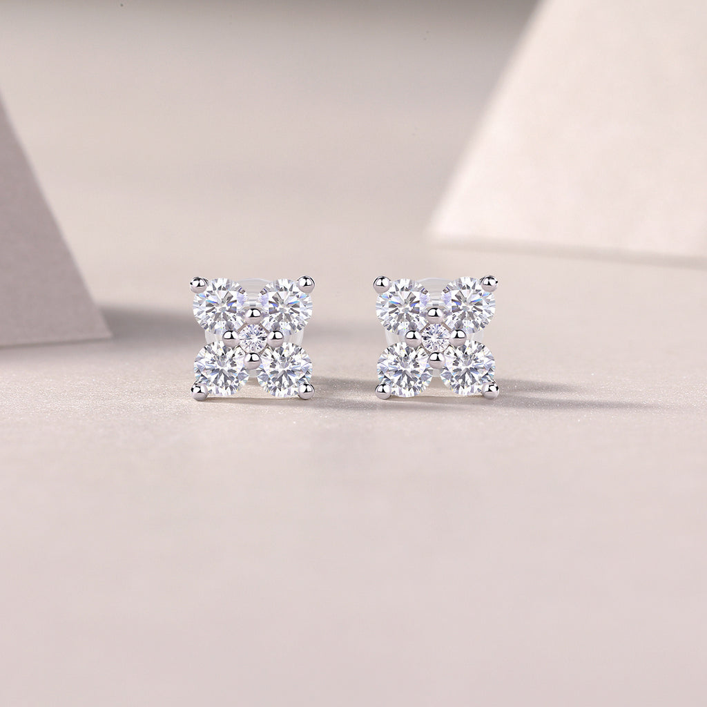 Sweetheart French - Moissanite S925 Sterling Silver And Platinum-plated Stud Earrings