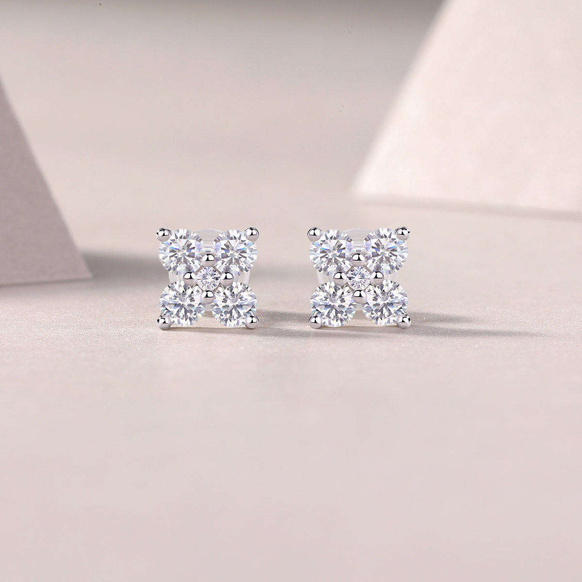 Sweetheart French - Moissanite S925 Sterling Silver And Platinum-plated Stud Earrings