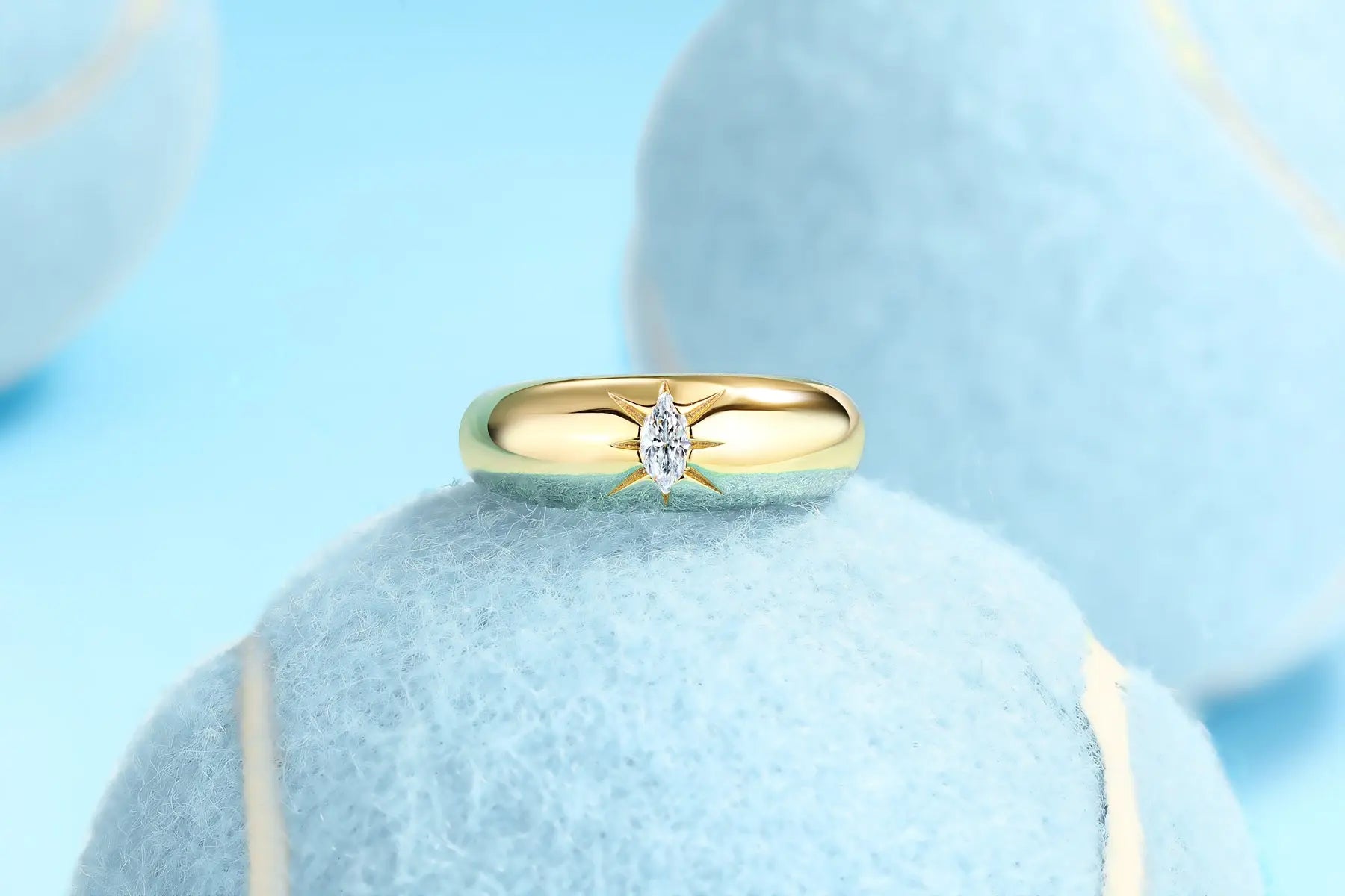 1Eight-Prong Radiance Ring with Moissanite S925 Sterling Silver and Gold-Plated Diamond