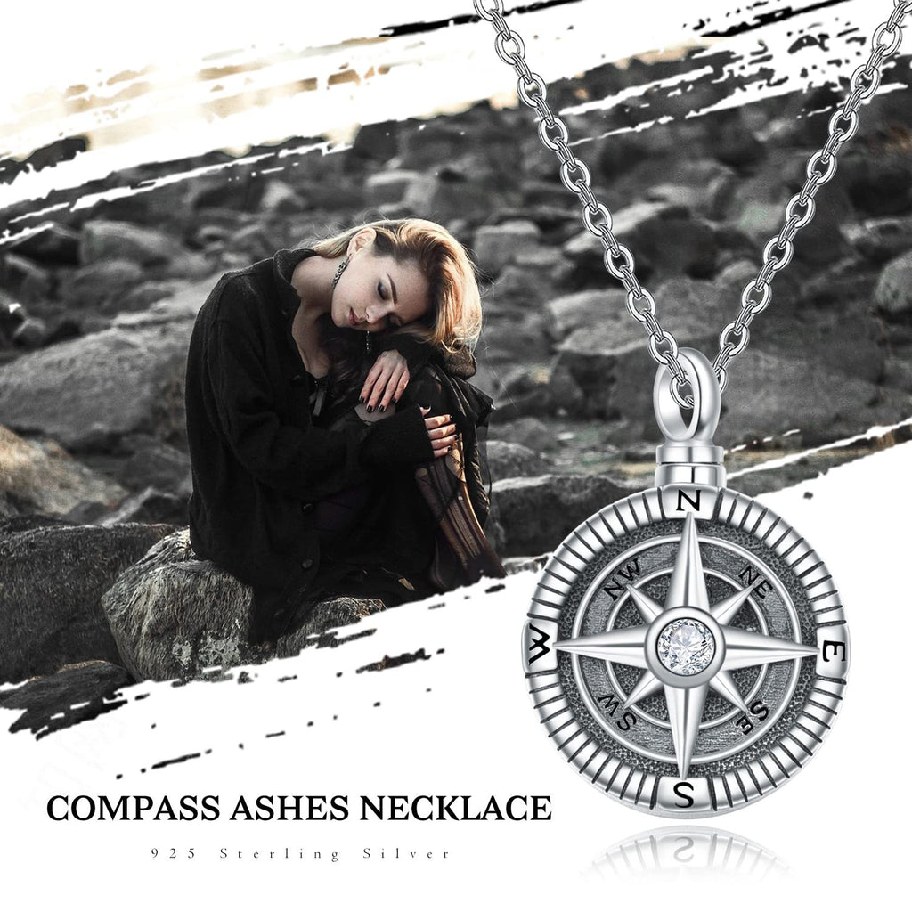 Urn Necklaces Compass 925 Sterling Sliver Keepsake Urns Pendant