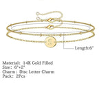 Dainty Gold Bracelets For Women, 14K Gold Filled Adjustable Layered Bracelet Cute Oval Chain  Bar Gold Bracelet