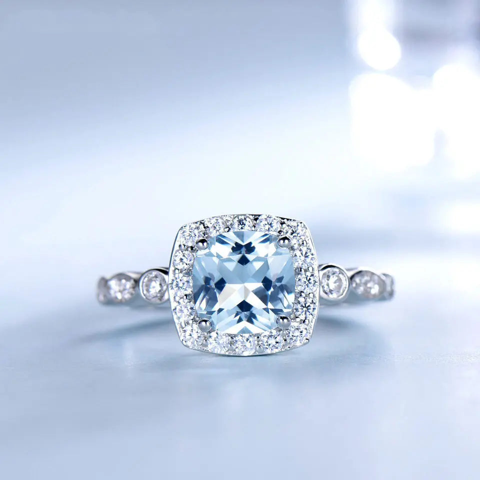 Blue Topaz Jewelry Set – Elegant Sterling Silver Necklace and Earrings NP Collection