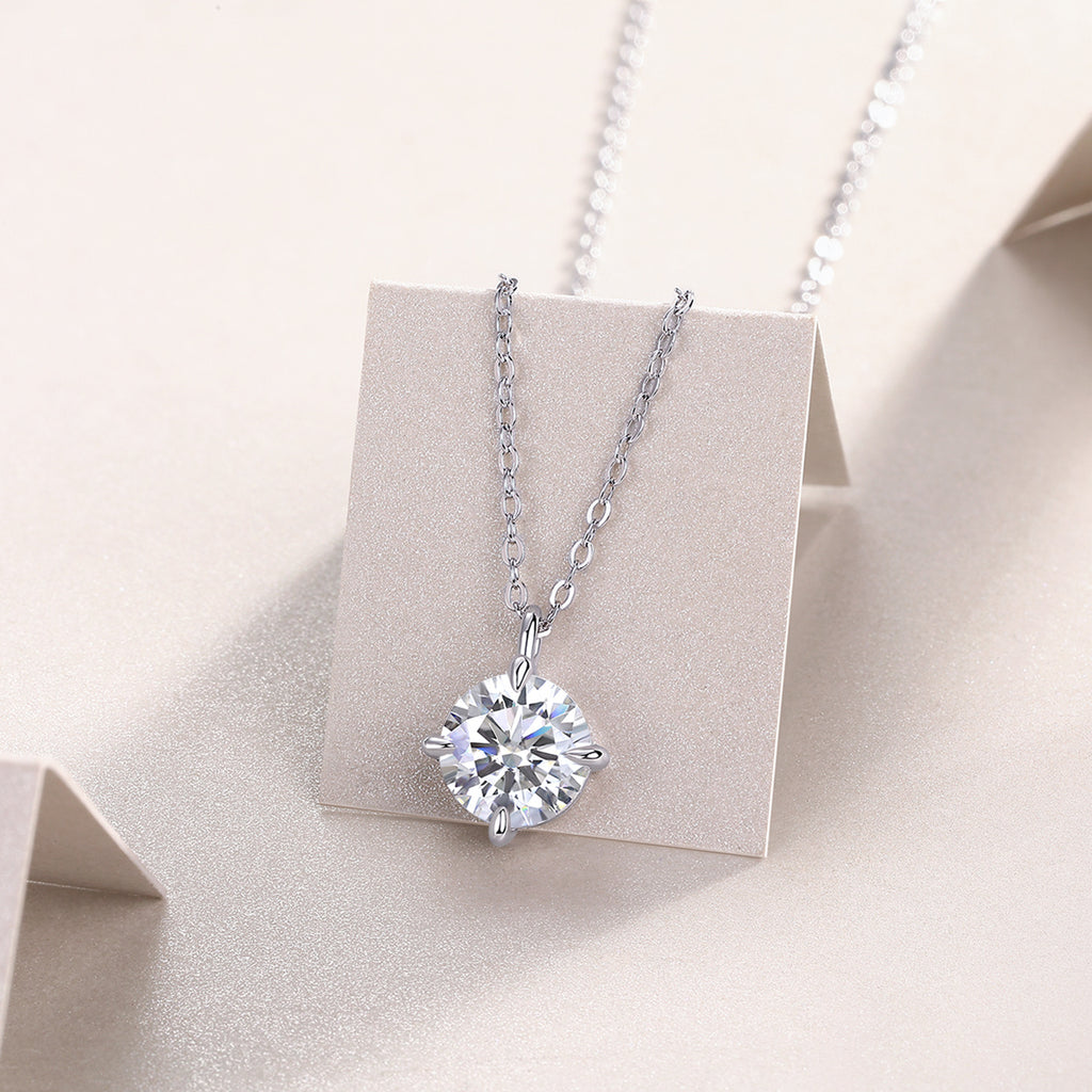 Round And Smooth - 2-carat Moissan Diamonds, S925 Sterling Silver And Platinum-plated Pendant