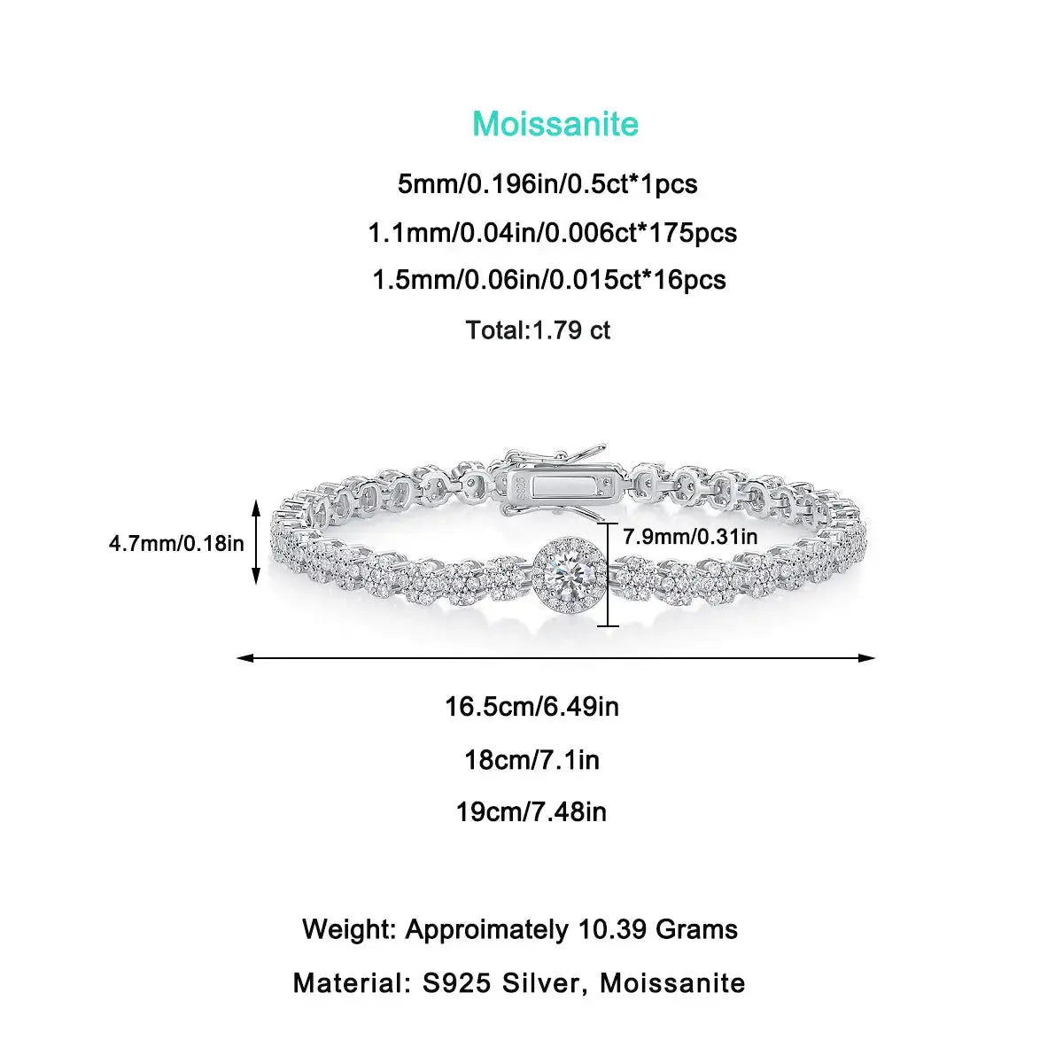 Moissanite, This Luxurious And Fashionable Light Luxury Trend Jewelry Silver Bracelet Is Made Of S925 Silver Electroplated With Platinum NP Collection