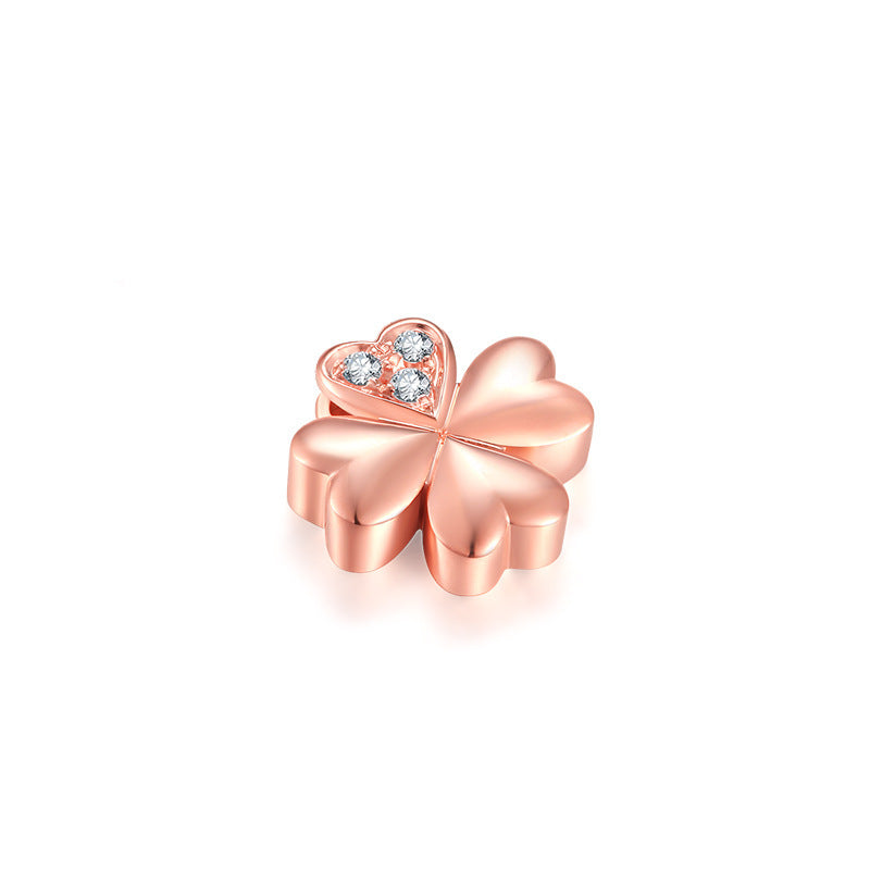 18K gold necklace lucky clover Rose Gold Diamond Pendant