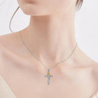 Cross Necklace 925 Sterling Silver Sunflower Pendant Necklaces Birthday Gifts Jewelry for Women Mom Daughter Wife