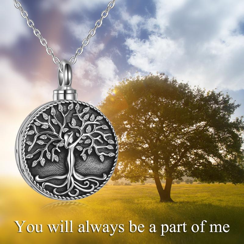 Tree of Life Urn Cremation Jewelry Necklace for Ashes in Sterling Silver