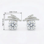 925 Sterling Silver Exquisite Radiant Sunny Earrings Studs with Sparkling Ribbon Accents and Shimmering Pavé Details NP Collection