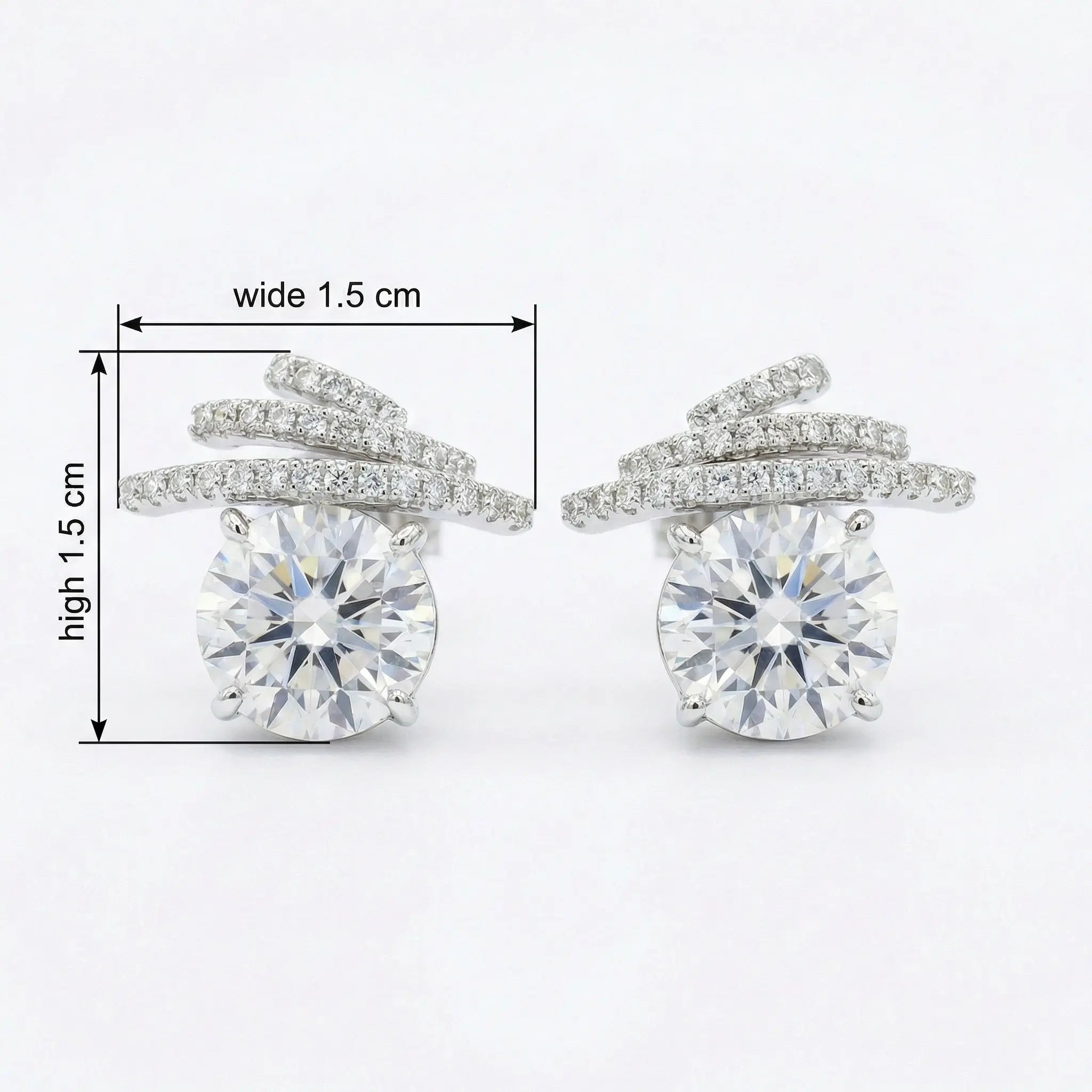 925 Sterling Silver Exquisite Radiant Sunny Earrings Studs with Sparkling Ribbon Accents and Shimmering Pavé Details NP Collection