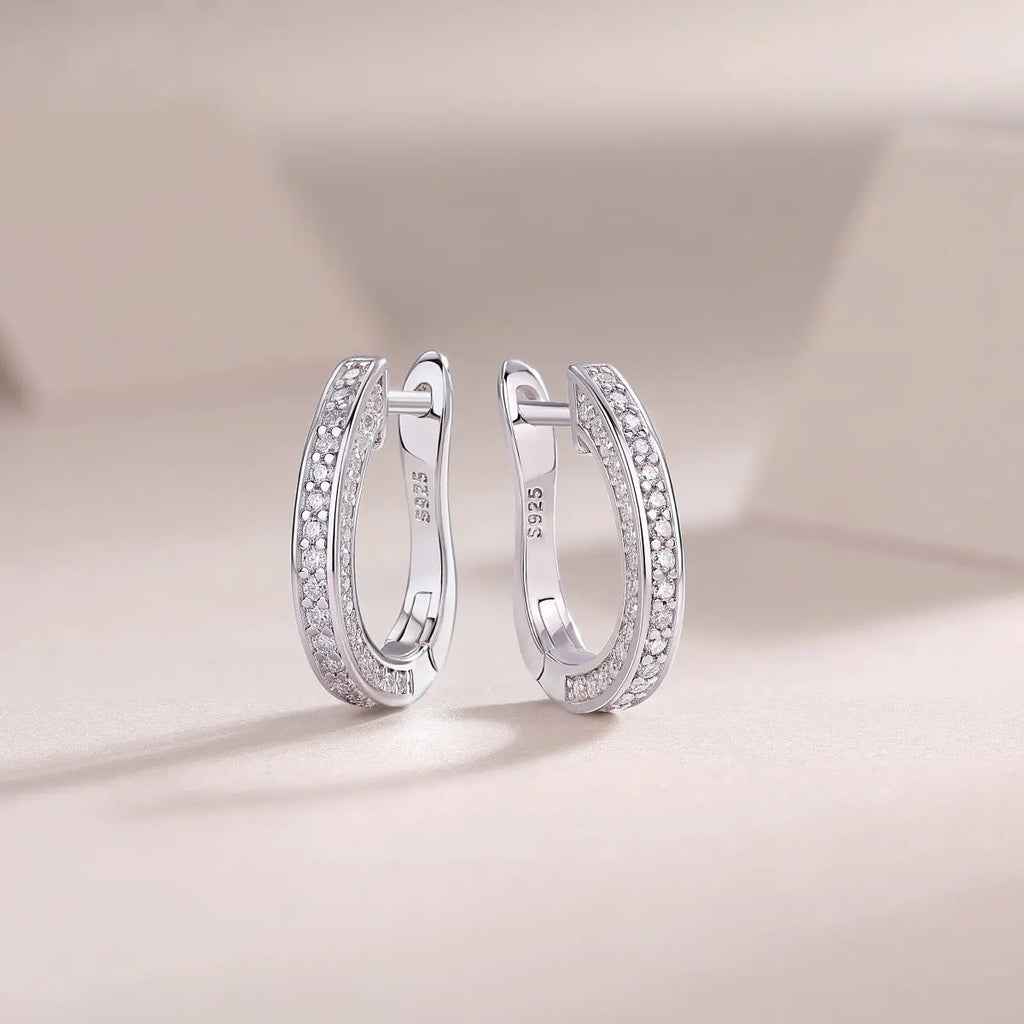 1Highlight S925 Moissanite Sterling Silver with Platinum-Plated Stud Earrings
