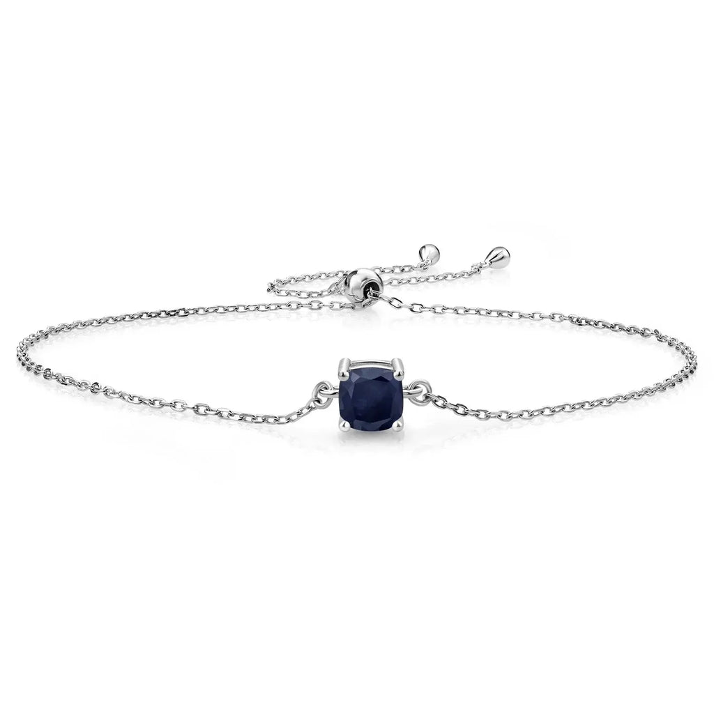 925 Sterling Silver Blue Sapphire Solitaire Bracelet 