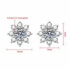 1CT Moissanite Snowflake Sunflower Earrings 925 Silver