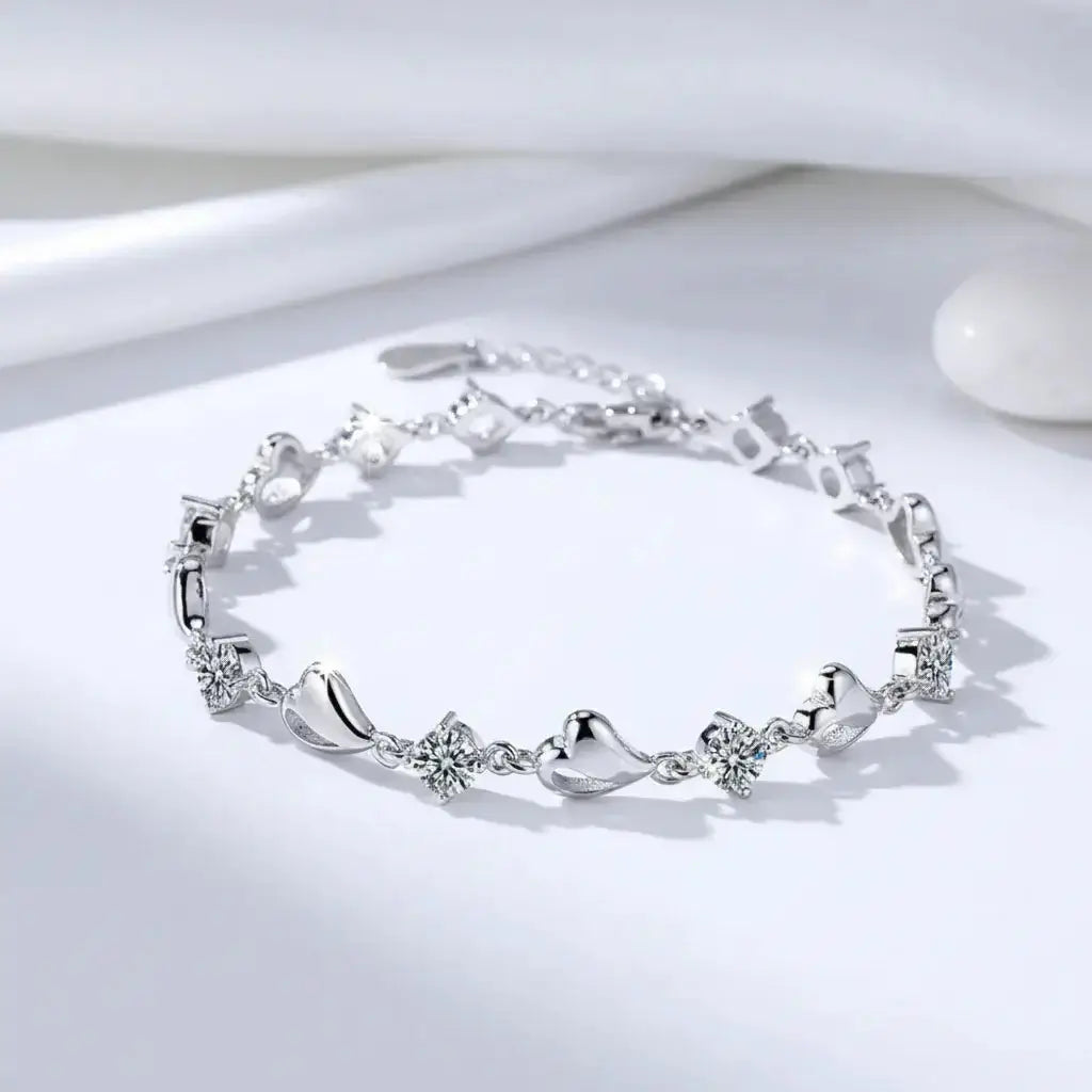 Heart Moissanite Bracelet Silver 