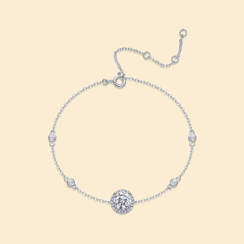 925 Sterling Silver Special-interest Design Round Bag Anti-drop Buckle Adjustable Bracelet