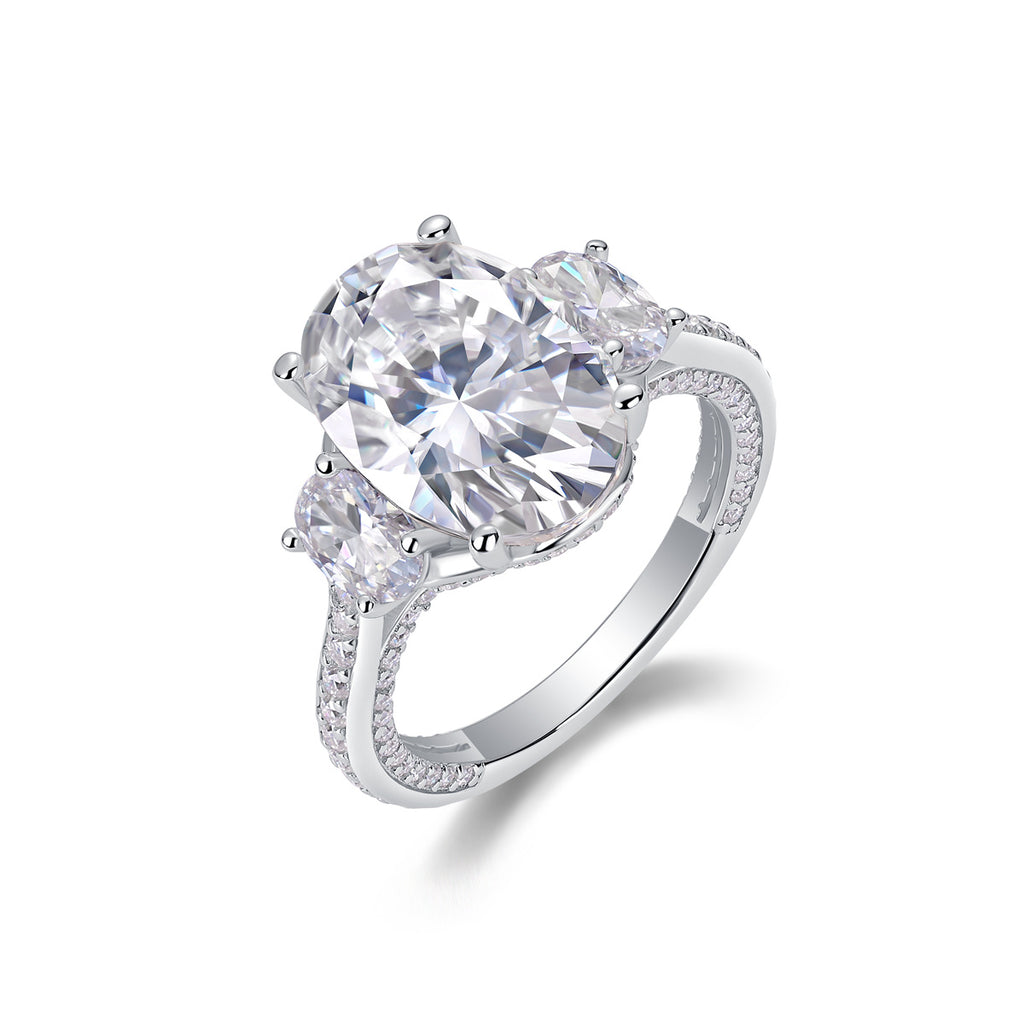 Crown Of Radiance - Moissanite S925 Sterling Silver And Platinum-plated Diamond Ring