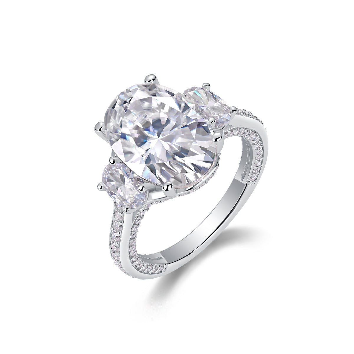 Crown Of Radiance - Moissanite S925 Sterling Silver And Platinum-plated Diamond Ring