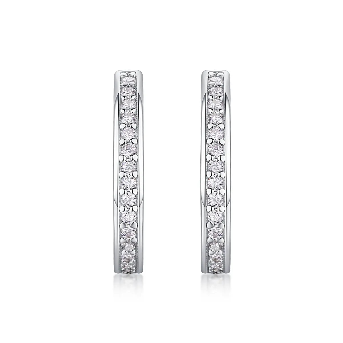 1Highlight S925 Moissanite Sterling Silver with Platinum-Plated Stud Earrings