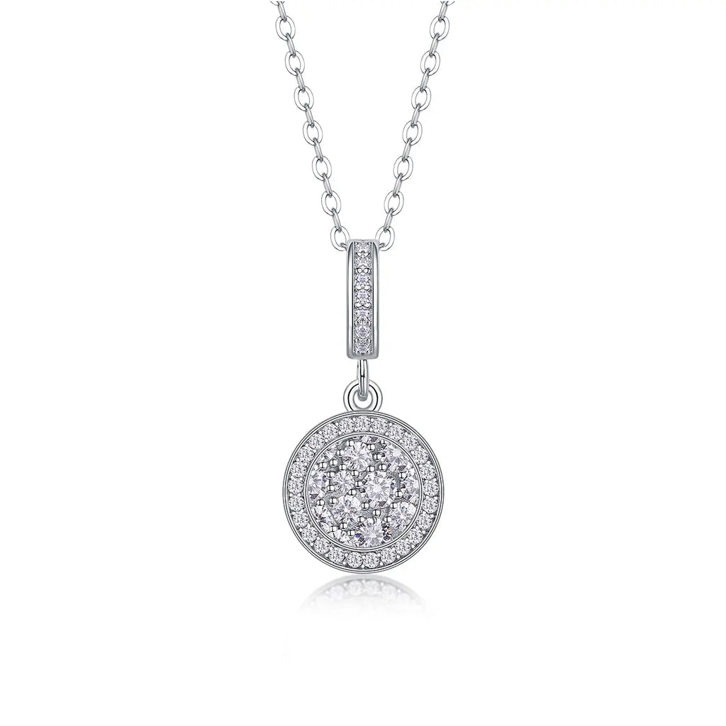1Double Ring Combination Diamond Jewelry Piece Set with Moissanite S925 Sterling Silver and Platinum-Plated Pendant