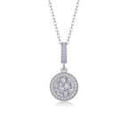 1Double Ring Combination Diamond Jewelry Piece Set with Moissanite S925 Sterling Silver and Platinum-Plated Pendant