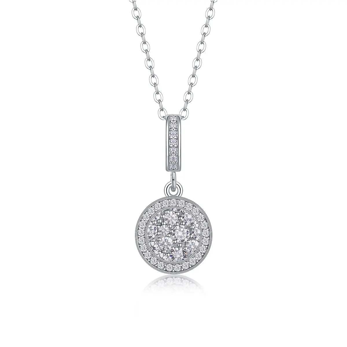 1Double Ring Combination Diamond Jewelry Piece Set with Moissanite S925 Sterling Silver and Platinum-Plated Pendant