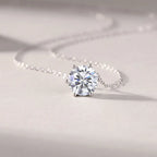 1Afternoon Rose Diamond Jewelry Pendant Set with 1-Carat, 2-Carat and 3-Carat Moissanite S925 Sterling Silver and Platinum Plating