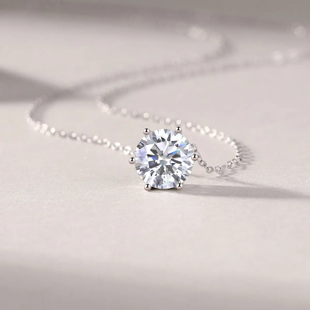 1Afternoon Rose Diamond Jewelry Pendant Set with 1-Carat, 2-Carat and 3-Carat Moissanite S925 Sterling Silver and Platinum Plating