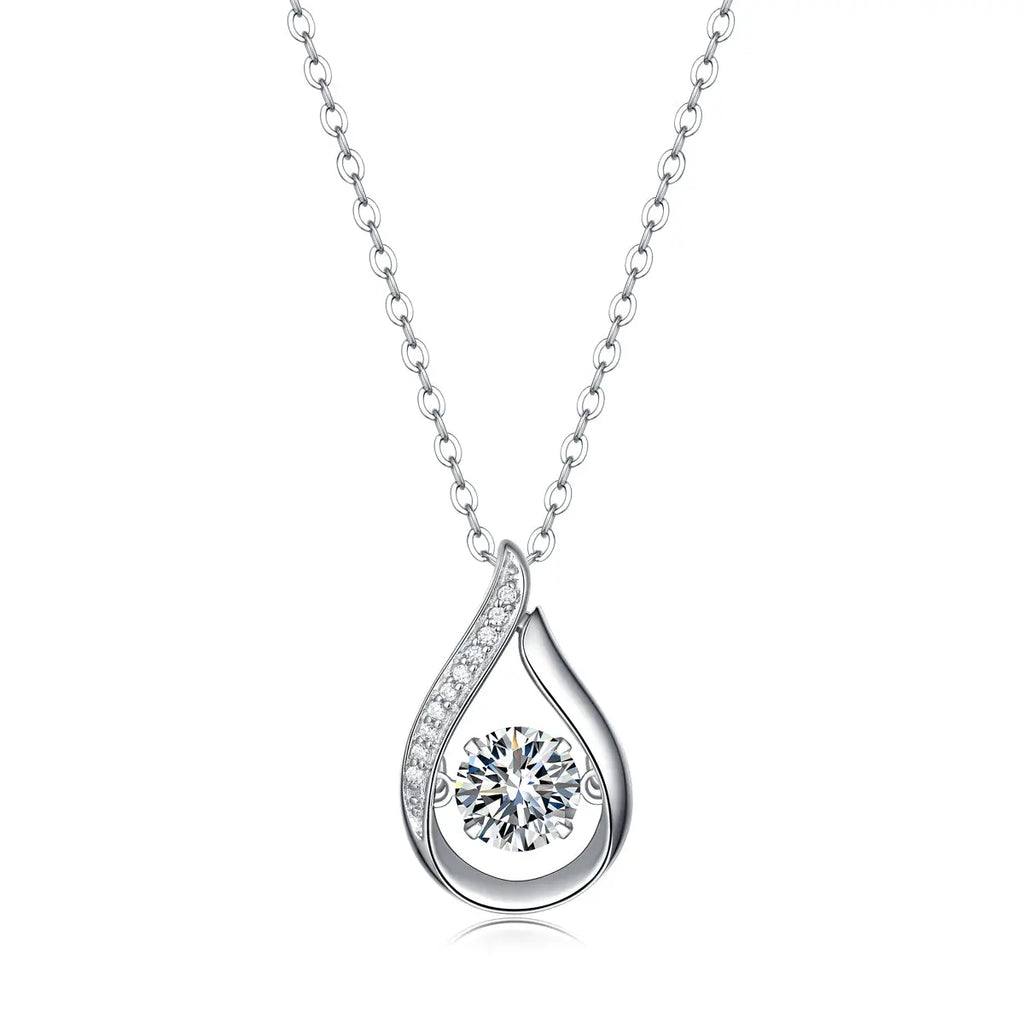 1Dynamic  Necklace Pendant with 1-Carat Moissanite S925 Sterling Silver and Platinum Plating 