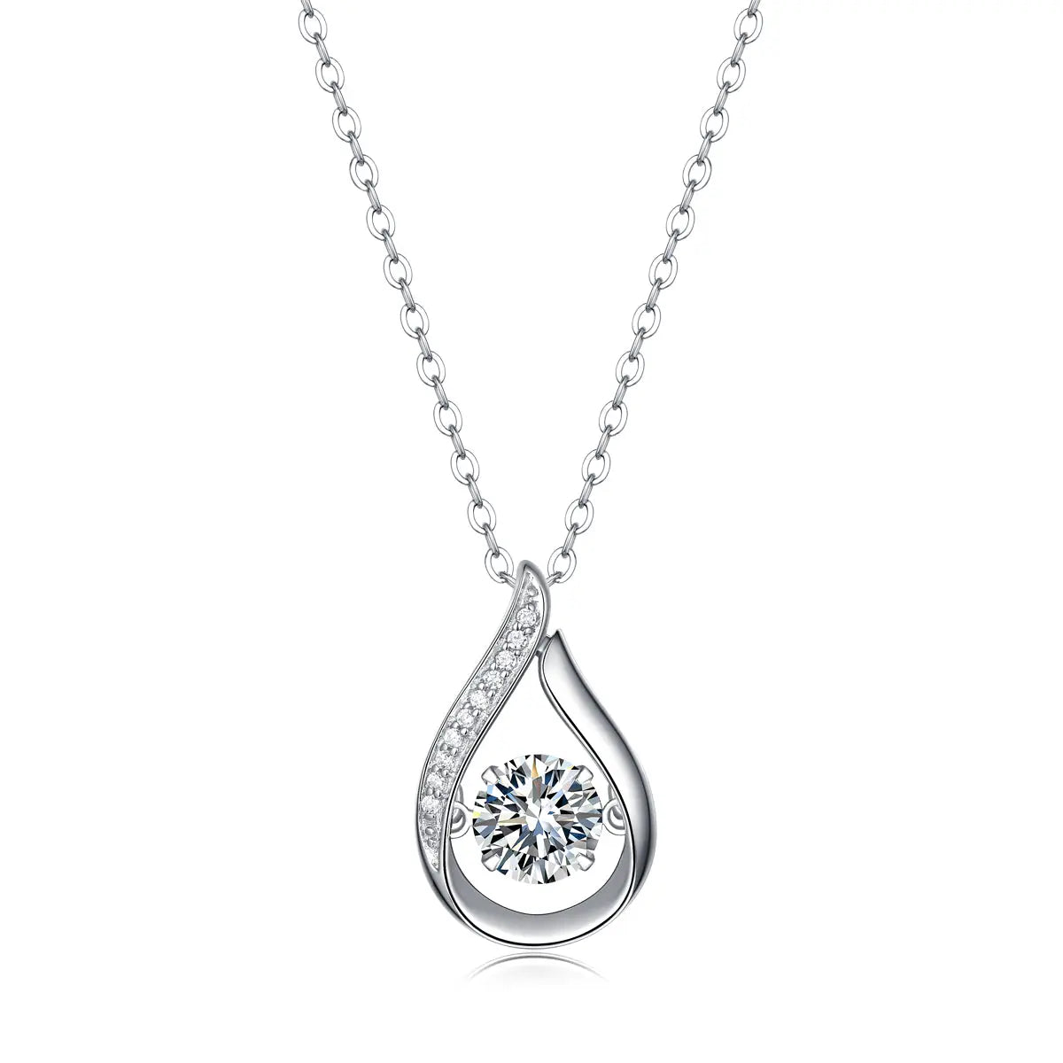 1Dynamic  Necklace Pendant with 1-Carat Moissanite S925 Sterling Silver and Platinum Plating 