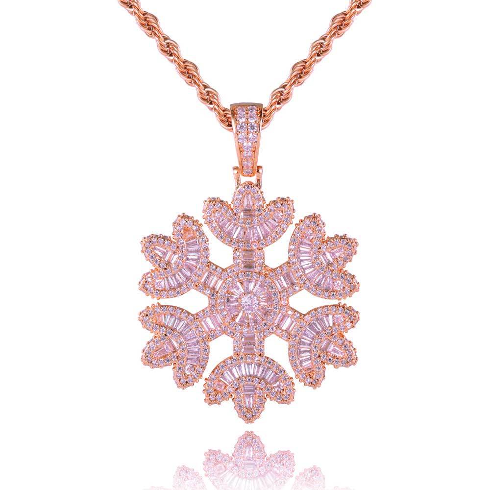 Zircon Snowflake Pendant Jewelry Real Gold Electric