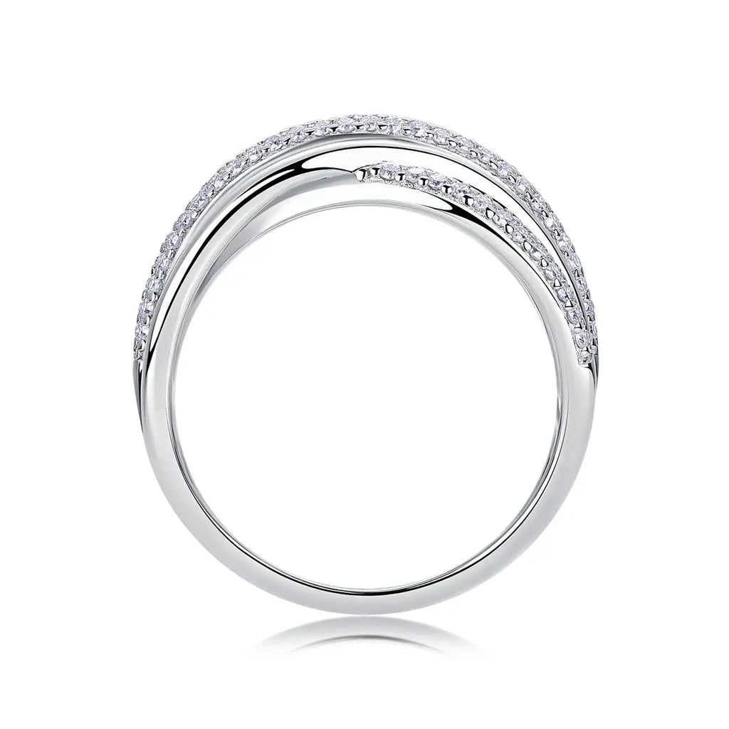 1Brilliant Interweaving Moissanite S925 Sterling Silver and Platinum-Plated Diamond Ring