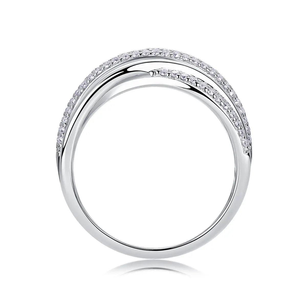 1Brilliant Interweaving Moissanite S925 Sterling Silver and Platinum-Plated Diamond Ring