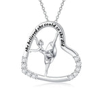 925 Sterling Silver Heart Ballerina Dancer Pendant Necklace – Ballet Dance Jewelry - N&P Colletion