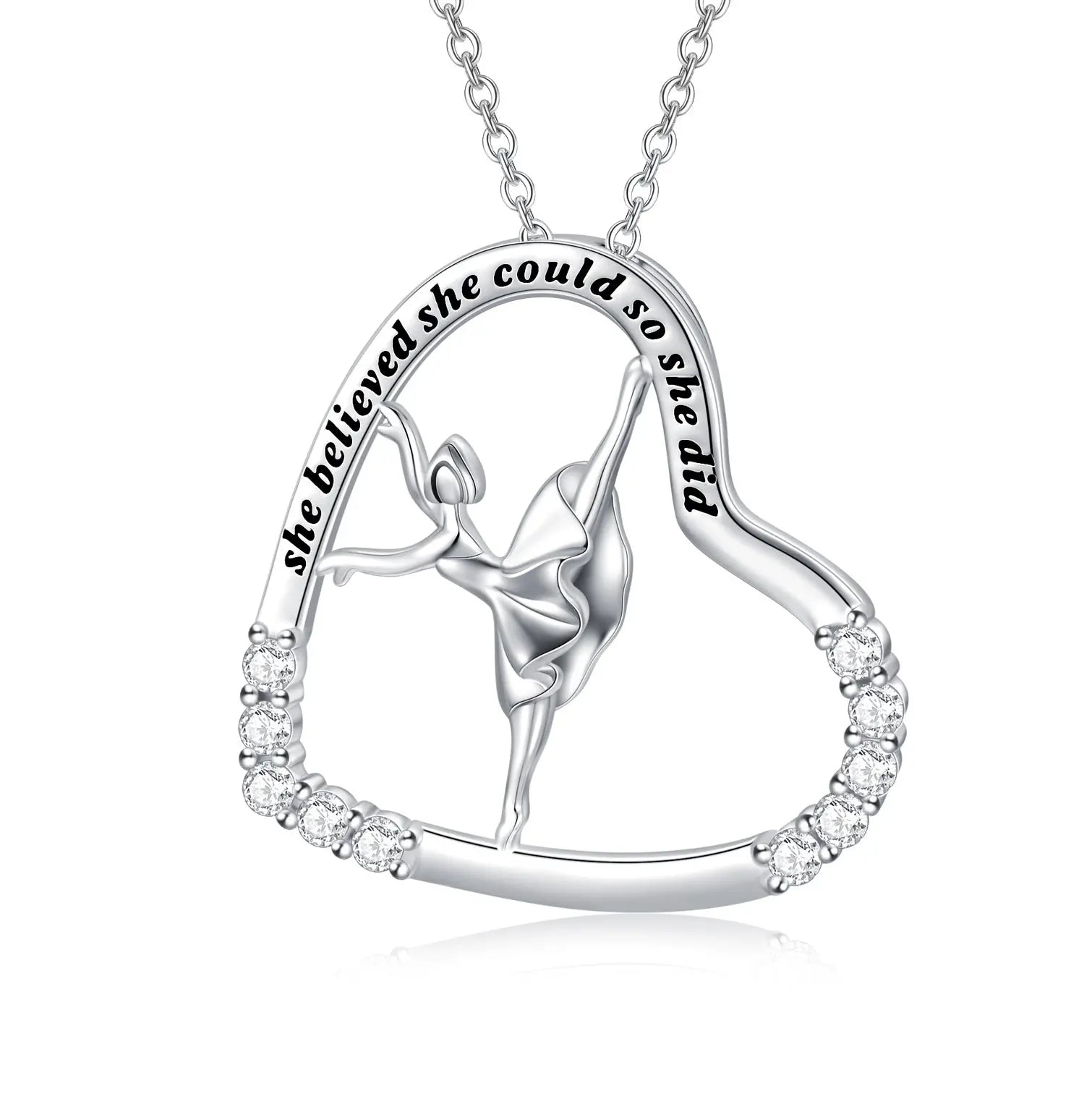 925 Sterling Silver Heart Ballerina Dancer Pendant Necklace – Ballet Dance Jewelry - N&P Colletion