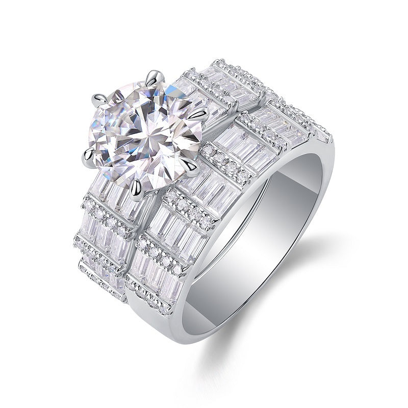 Vanilla - 3-carat Moissanite S925 Sterling Silver And Platinum-plated Diamond Ring