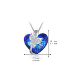 Fashion Blue Crystal Butterfly Heart Pendant Pendant