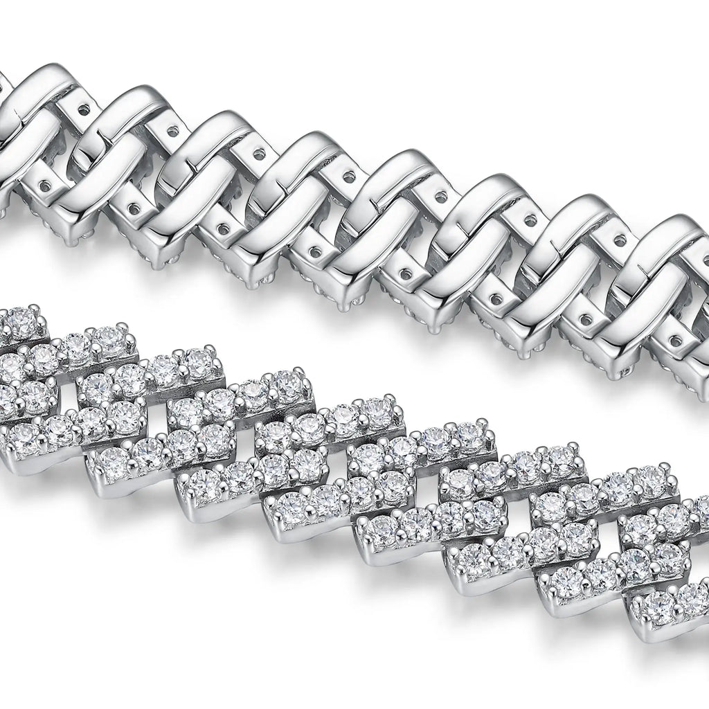 Set With Top-quality Moissanite, This Luxurious And Fashionable Light Luxury Jewelry Silver Bracelet Is Made Of S925 Silver Electroplated With Platinum NP Collection