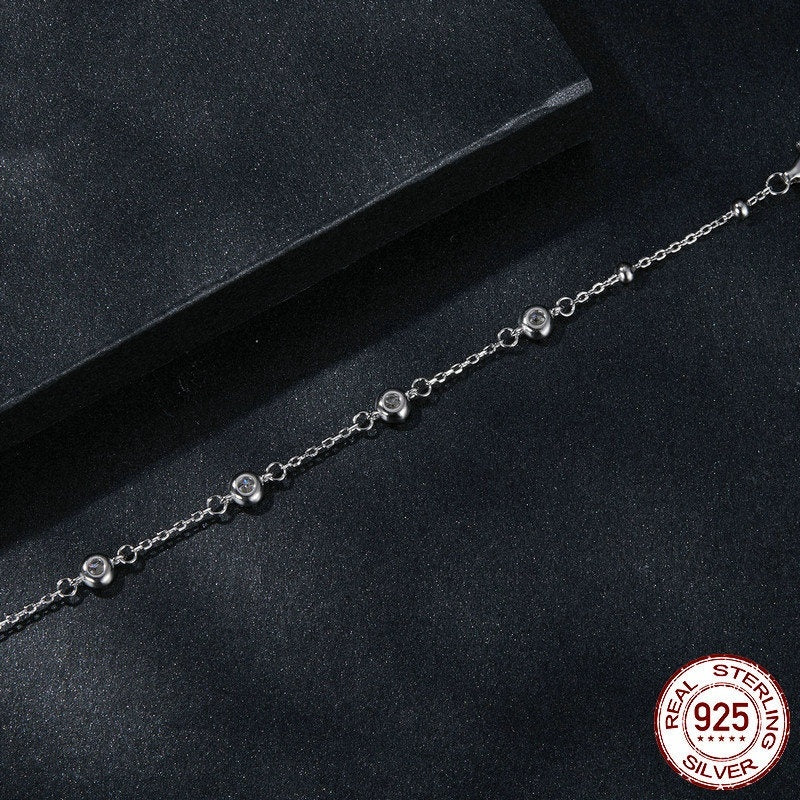 S925 Sterling Silver Simple Classic Starry Moissanite Bracelet