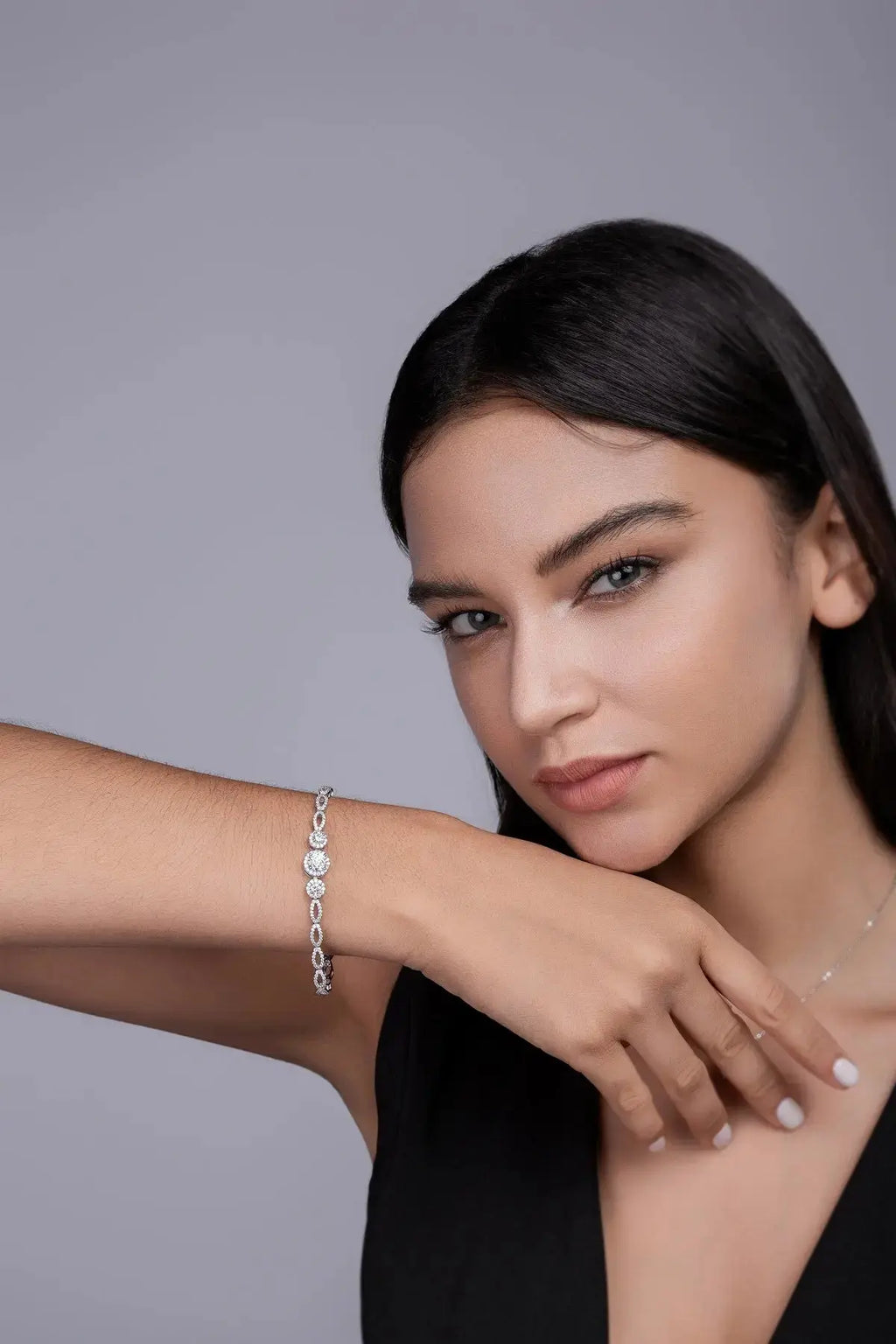 1-carat Luxury And Fashionable Light Luxury Trend Jewelry Silver Bracelet Set With Top-quality Moissanite, S925 Silver Electroplated Platinum NP Collection