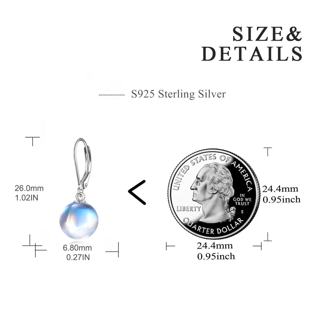 925 Sterling Silver Moonstone Drop Leverback Earrings – Elegant Gemstone Jewelry NP Collection