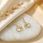 925 Sterling Silver Elegant Moonstone Gourd Drop Earrings with Shimmering Brilliant Accents