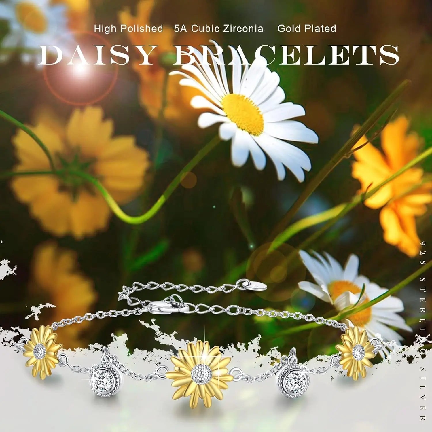 Sunflower Bracelet/Anklet 925 Sterling Silver