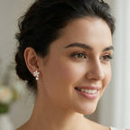 925 Sterling Silver Shimmering Crystal Flower and Pearl Dangle Earrings for Elegant Occasions