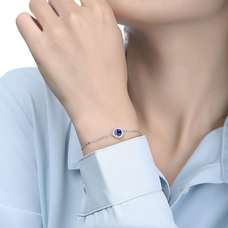 S925 Silver Inlaid Sapphire Bracelet
