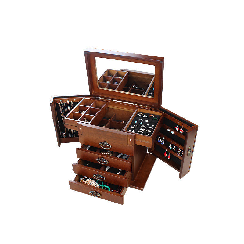 Wooden retro Chinese luxury jewelry box with lock