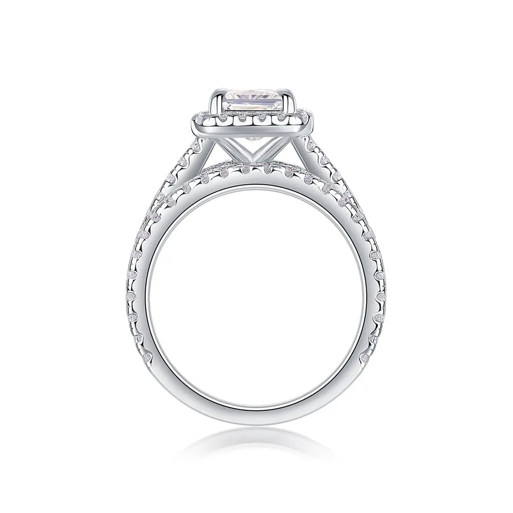 Simple And Elegant -  Moissanite S925, Silver And Platinum-plated Diamond Wedding Ring. The Ring Can Be Inspected With A Diamond Pen NP Collection