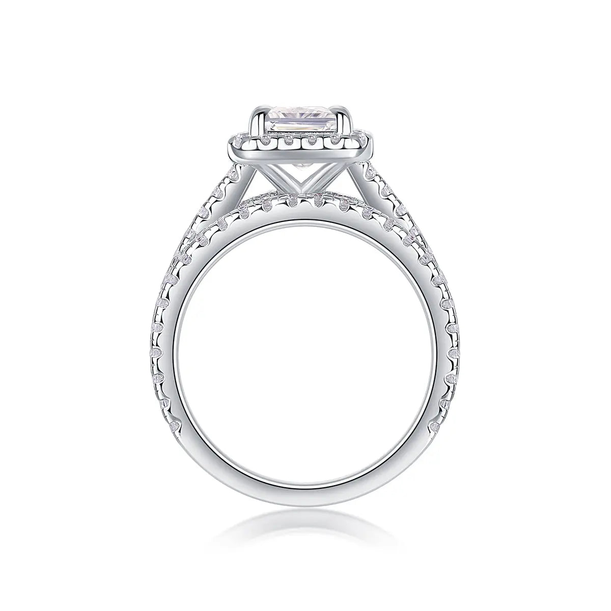 Simple And Elegant -  Moissanite S925, Silver And Platinum-plated Diamond Wedding Ring. The Ring Can Be Inspected With A Diamond Pen NP Collection