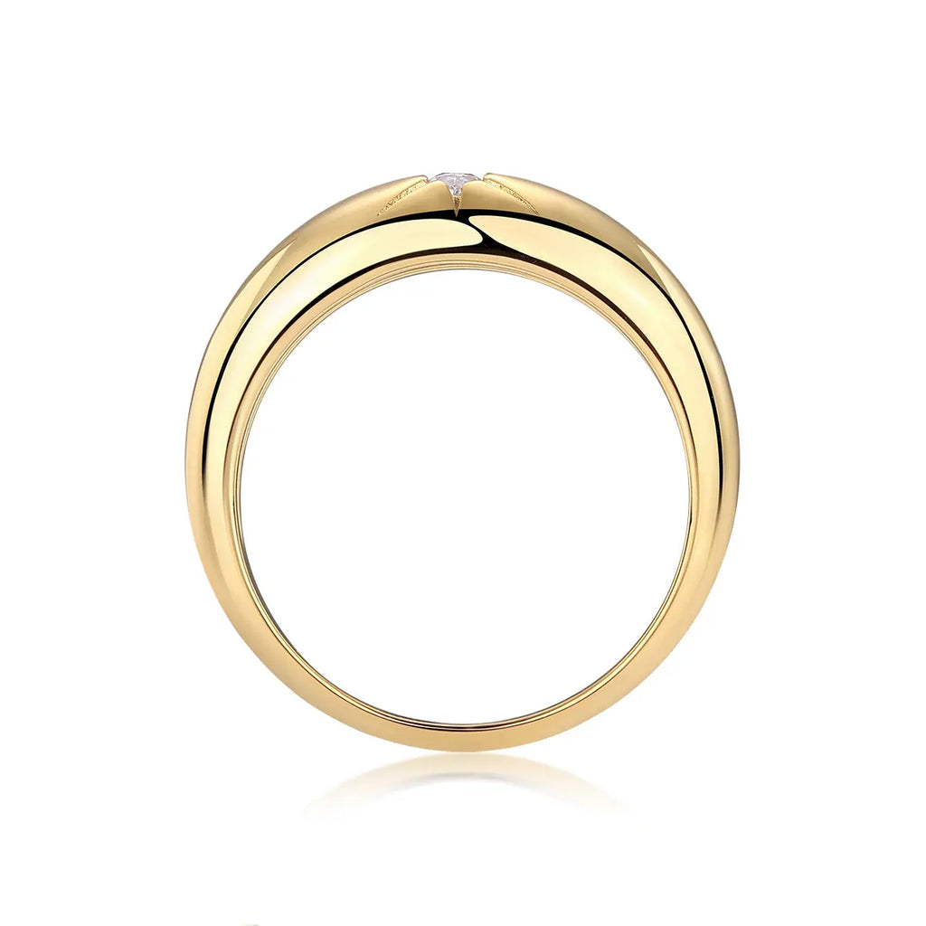 1Eight-Prong Radiance Ring with Moissanite S925 Sterling Silver and Gold-Plated Diamond
