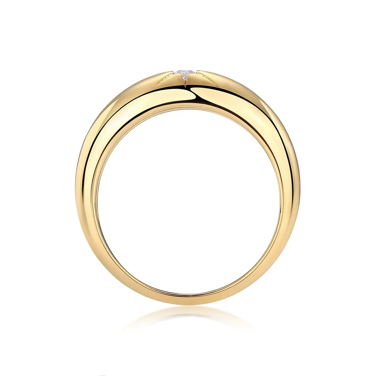 1Eight-Prong Radiance Ring with Moissanite S925 Sterling Silver and Gold-Plated Diamond